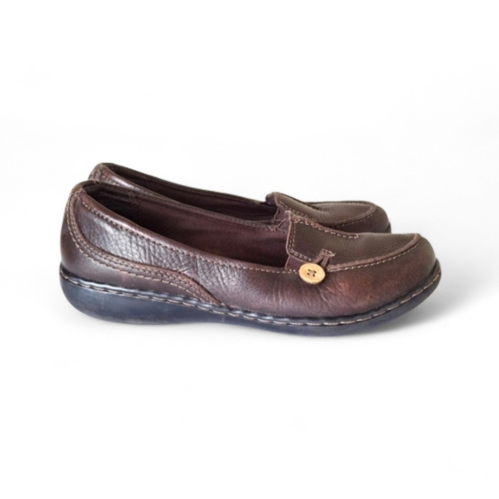 Clark's brown Ashland Scurry Leather Chocolate Brown‎ Loafer 7